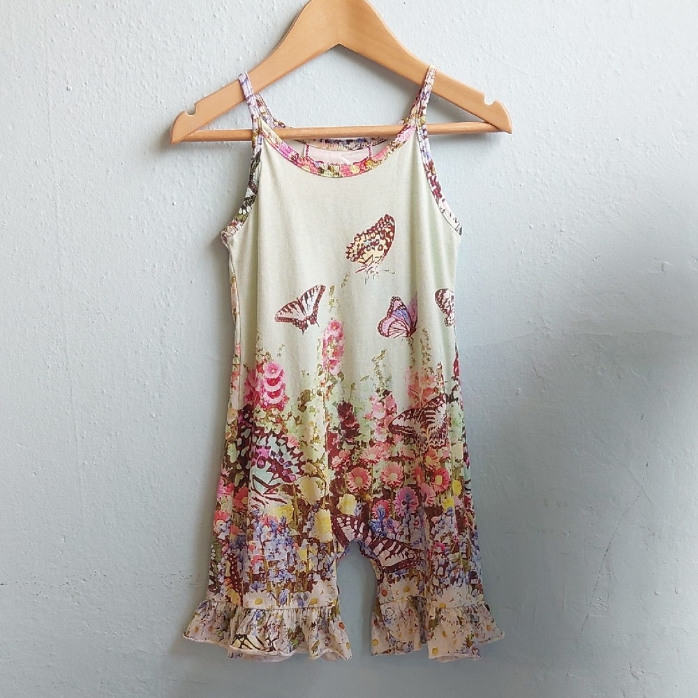 Darling Little Wings Butterfly Floral Print Organic Cotton Romper